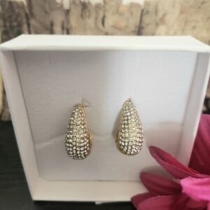 NEW Gold Crystal Teardrop Earrings STUDS